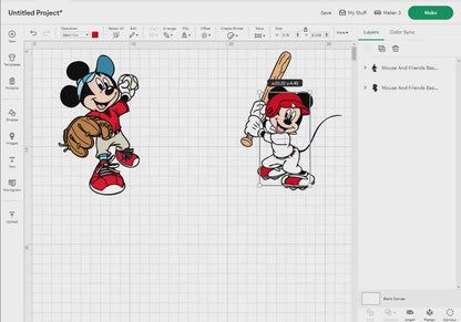 Mouse And Friends Baseball Svg 22 Designs Easy to use, Cartoon Characters, Layered Svg by colors, Transparent Png, Easy cut files for Cricut