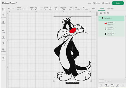 Sylvester Cat Svg Png, 14 Designs Easy to use, Cartoon Characters Clipart, Layered Svg by colors, Transparent Png, Easy cut files for Cricut