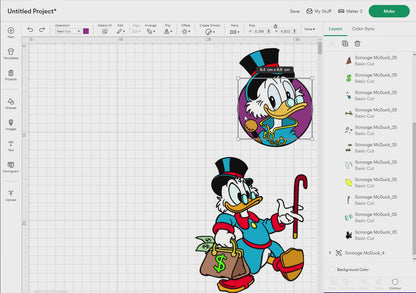 Scrooge McDuck Svg Png, 53 Designs Easy to use, Cartoon Characters, Layered Svg by colors, Transparent Png, Cut Files for Cricut.