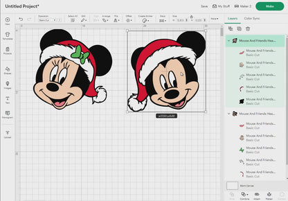 Mouse And Friends Heads Christmas Svg Png, 17 Designs Easy to use,Cartoon Characters,Layered Svg by colors,Transparent Png files for Cricut.