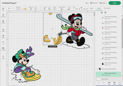 Mouse And Friends Skiing Sport Svg Png, 27 Designs, Cartoon Characters, Layered Svg by colors, Transparent Png, Easy cut files for Cricut.