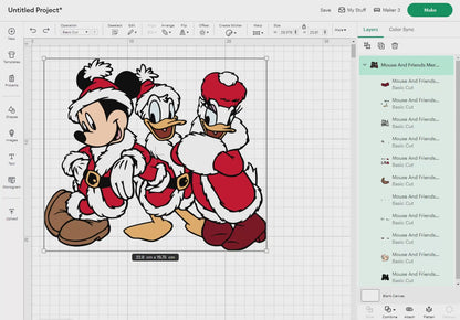 Mouse And Friends Merry Christmas Svg Png, 13 Designs Easy to use Cartoon Characters Layered Svg by colors, Transparent Png files for Cricut